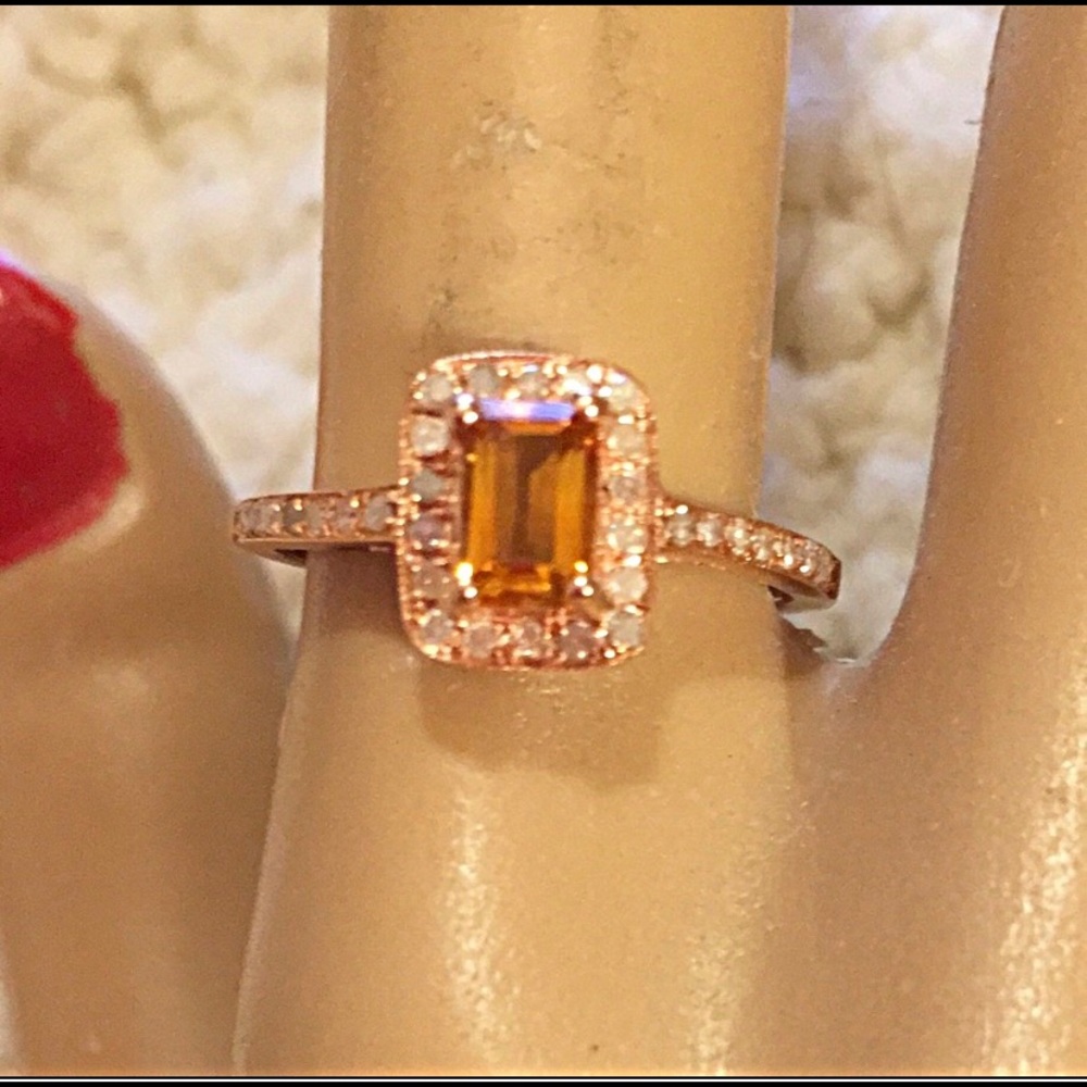 Citrine and Diamonds ring SZ 8 - Picture 8 of 8